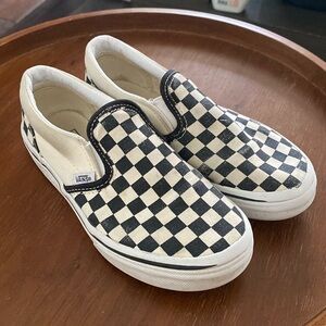 Vans Black and White Slip Ons Classics Checker Board size 1.5